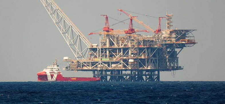 פלטפורמת ייצור הגז במאגר לוויתן, סמוך לחיפה (צילום: רויטרס)