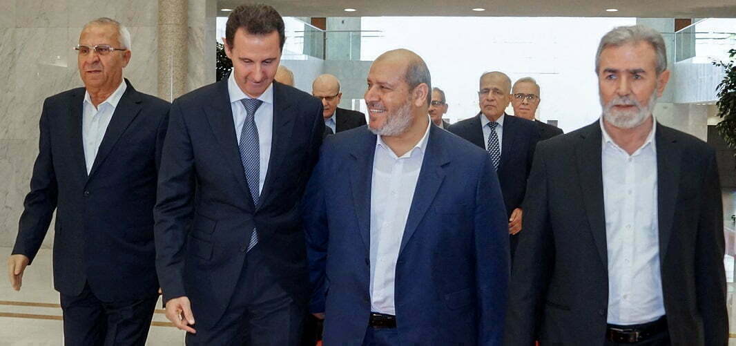 הנשיא הסורי אסד בעת הפגישה עם נציגי חמאס, דמשק, 2022.