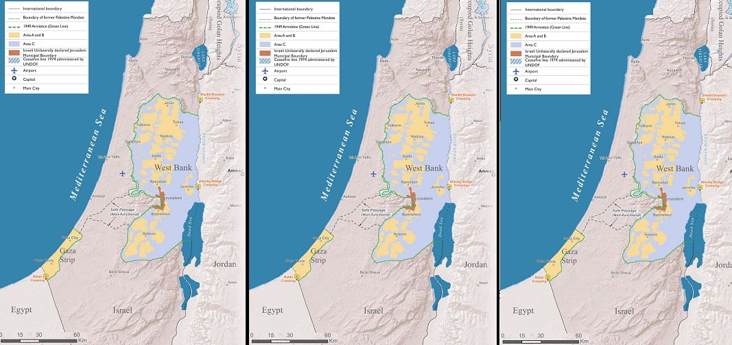 מפת ישראל-פלסטין (מתוך ויקימדיה)