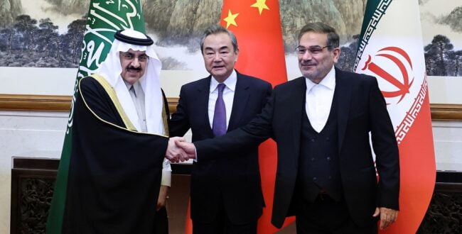 פגישה בין נציגי איראן, סעודיה וסין. צילום: רויטרס