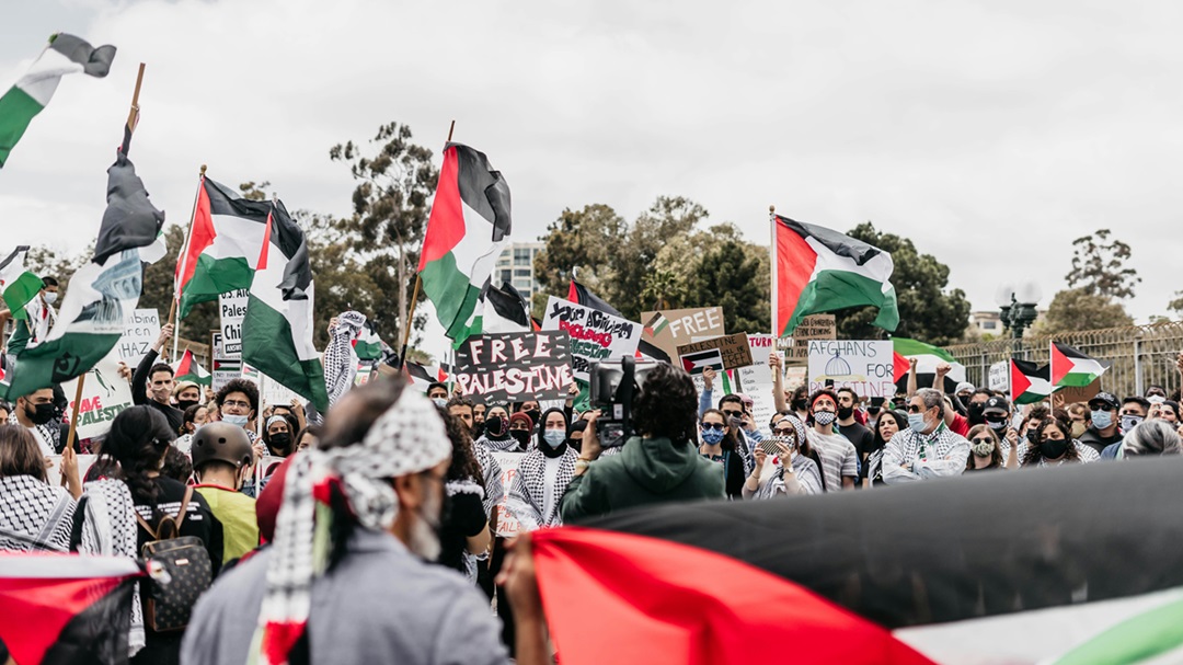 מחאה פרו-פלסטינית בלוס אנג'לס. צילום: ג'רמיה אמאיה